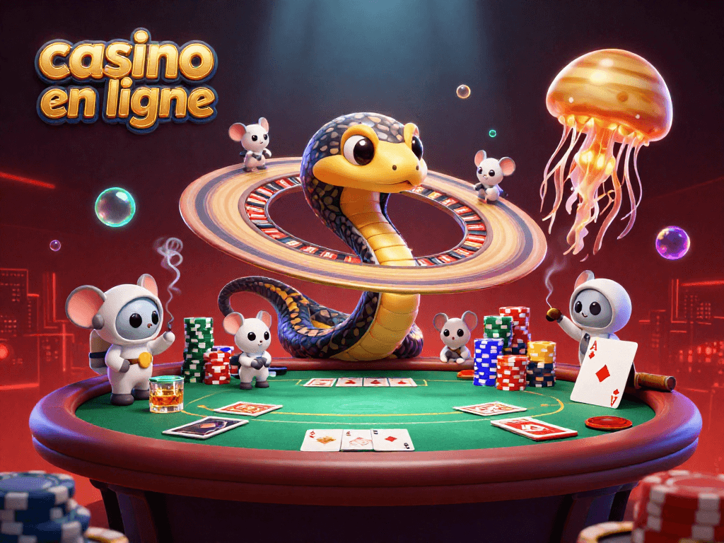 Pariez en ligne dans un casino en ligne avec des astronautes et un serpent autour de Saturne.