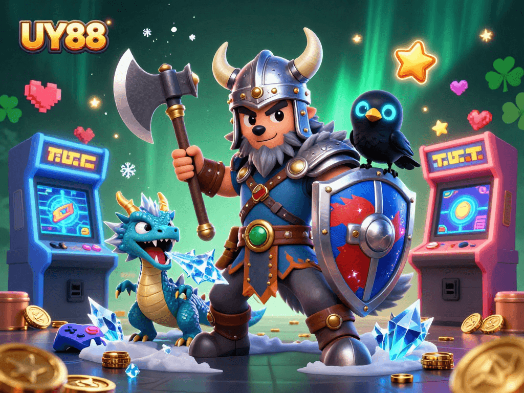 Experience thrilling gameplay at UY88 with an adventurous Viking wolf and powerful dragon.