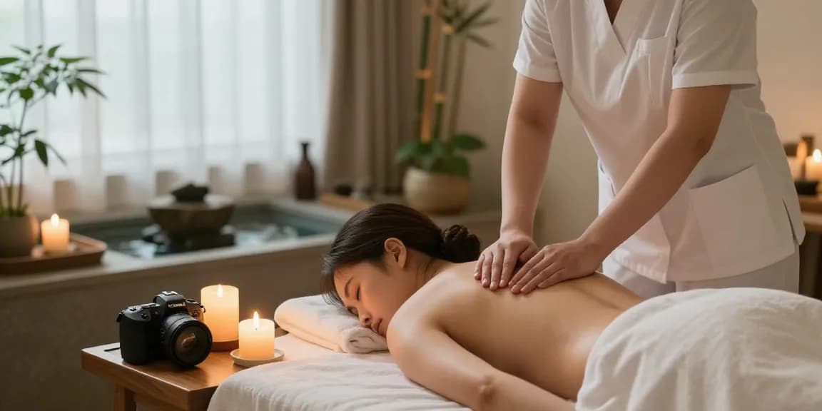 Relaxing 성북구출장마사지 session at a serene spa with soothing lighting and calming ambiance.