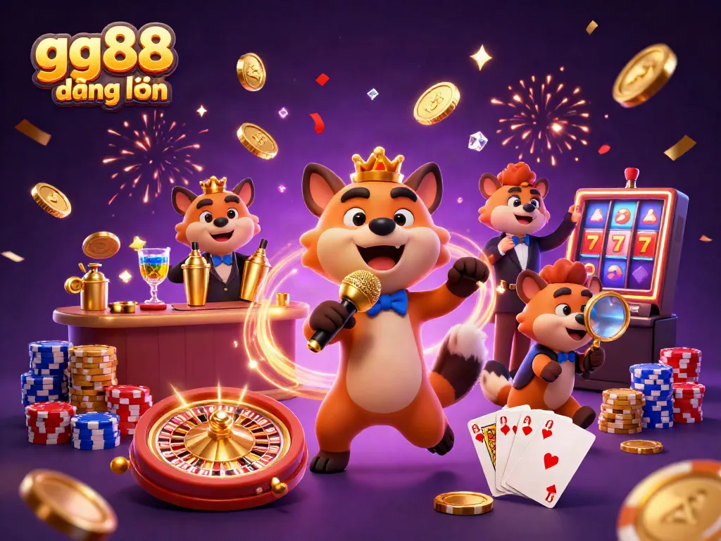 Engage with GG88 đăng nhập at the vibrant casino club filled with animated hyenas and gaming action.