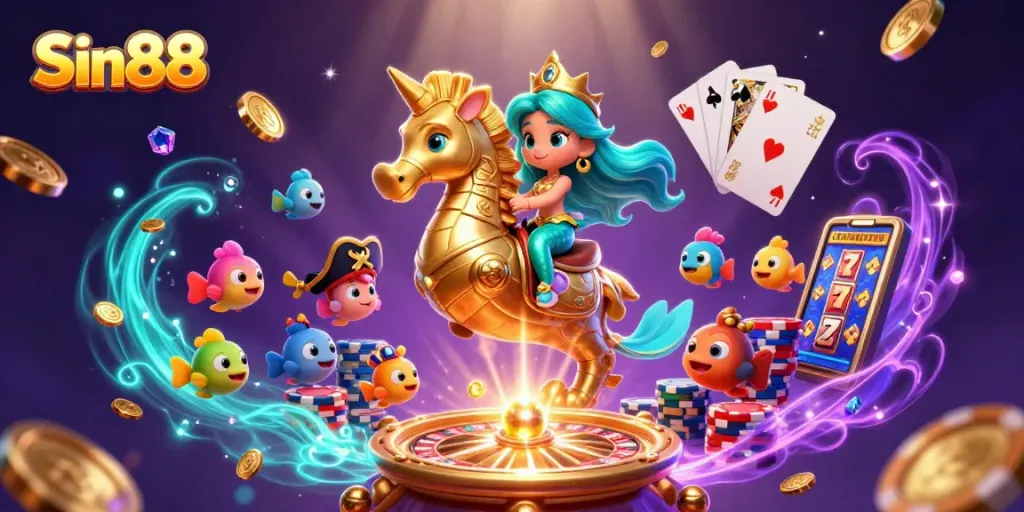Experience thrilling gameplay at Sin88 with captivating mermaids and vibrant casino elements.