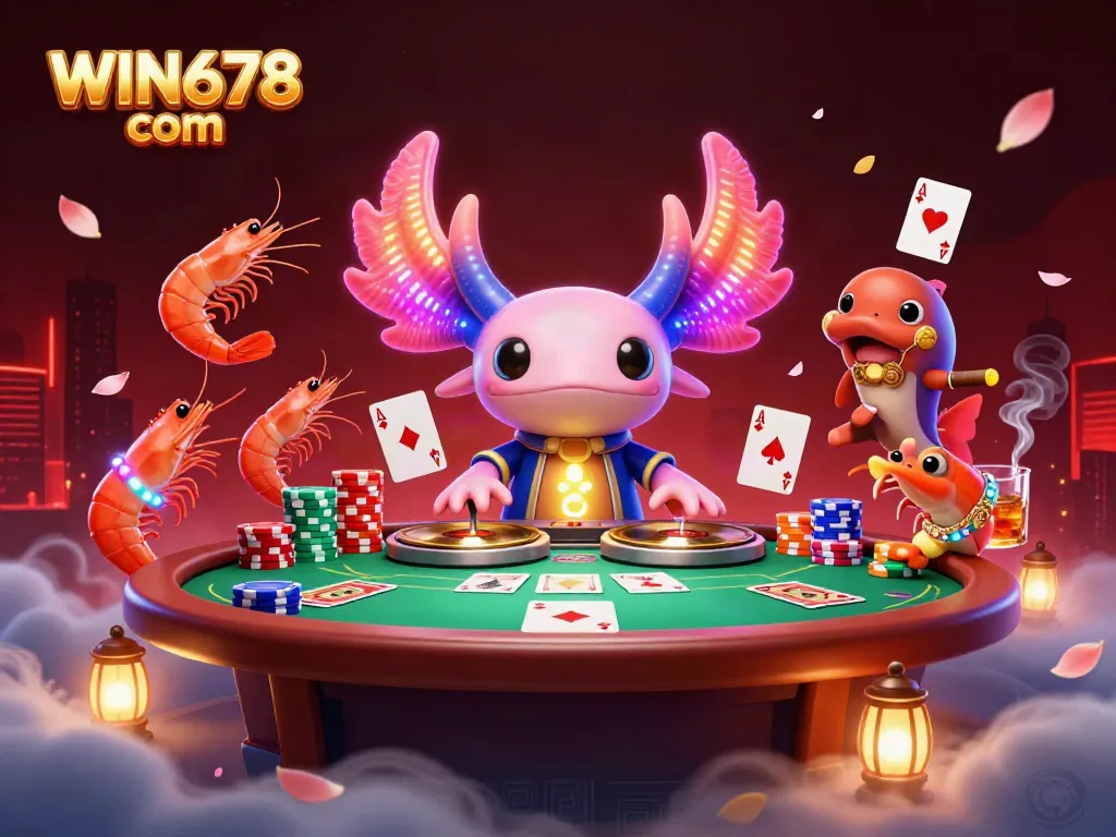 Engage with WIN678 com in vibrant online casino action featuring an axolotl DJ and dynamic gameplay elements.