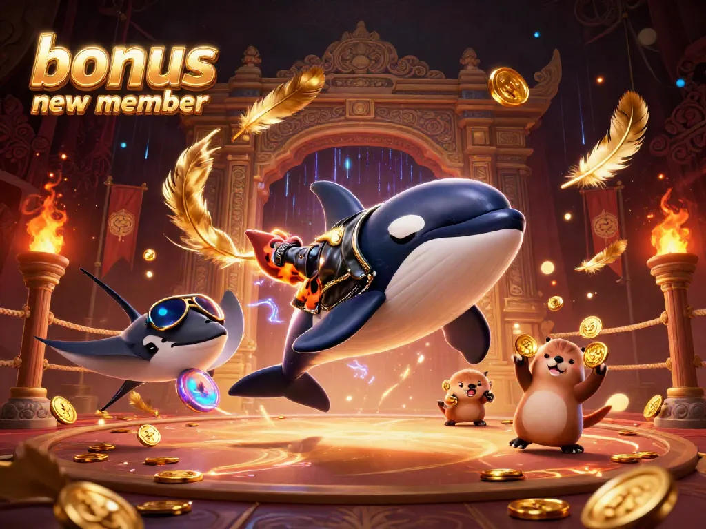 Join the fun with "bonus new member" in this exciting casino illustration, highlighting thrilling rewards.