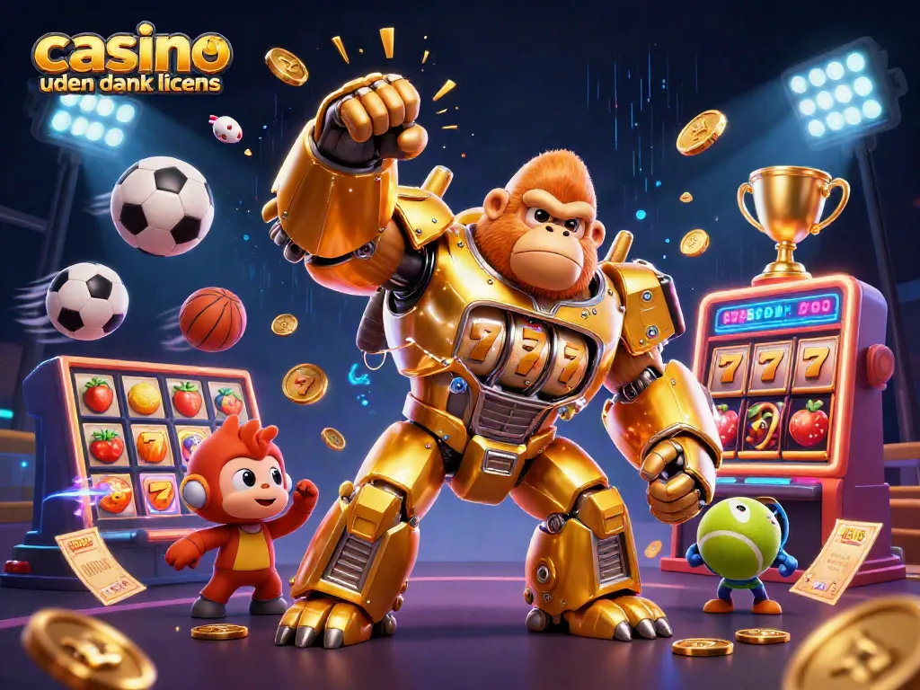Experience thrilling action at casino uden dansk licens with a vibrant 3D gorilla mech illustration!