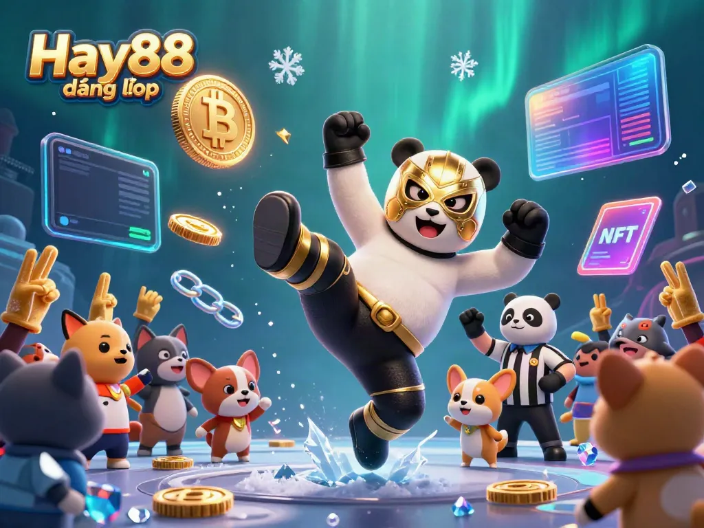 Experience the thrilling gameplay with Hay88 đăng nhập featuring vibrant characters and cryptocurrencies in a lively casino atmosphere.
