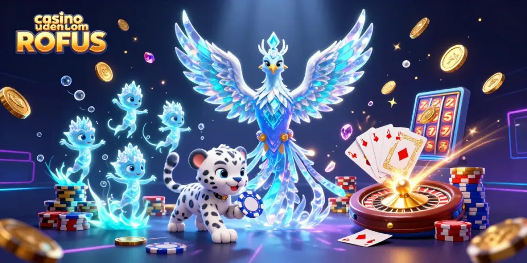 Play exciting games at casino uden om ROFUS with vibrant characters and dynamic casino elements.