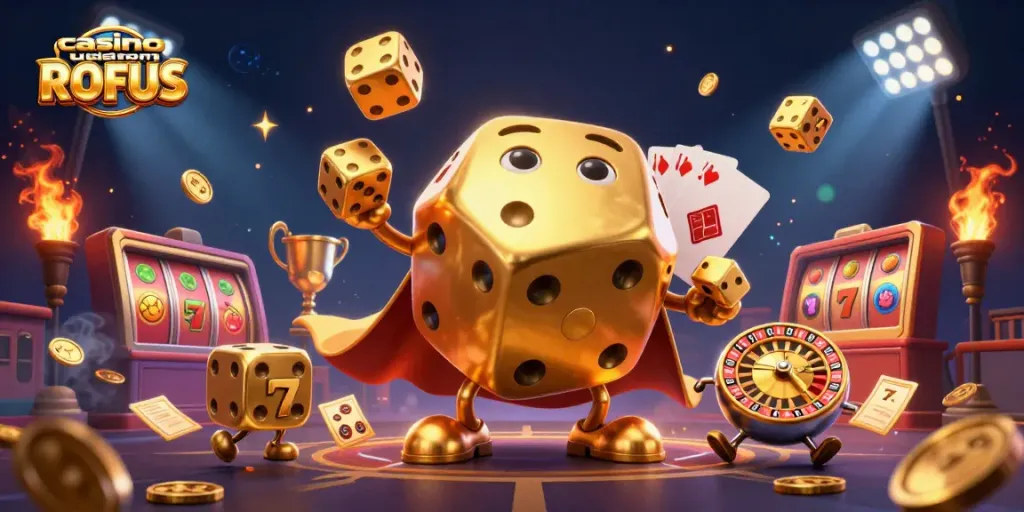 Experience thrilling gaming at casino uden om ROFUS with dynamic 3D elements and vibrant visuals.