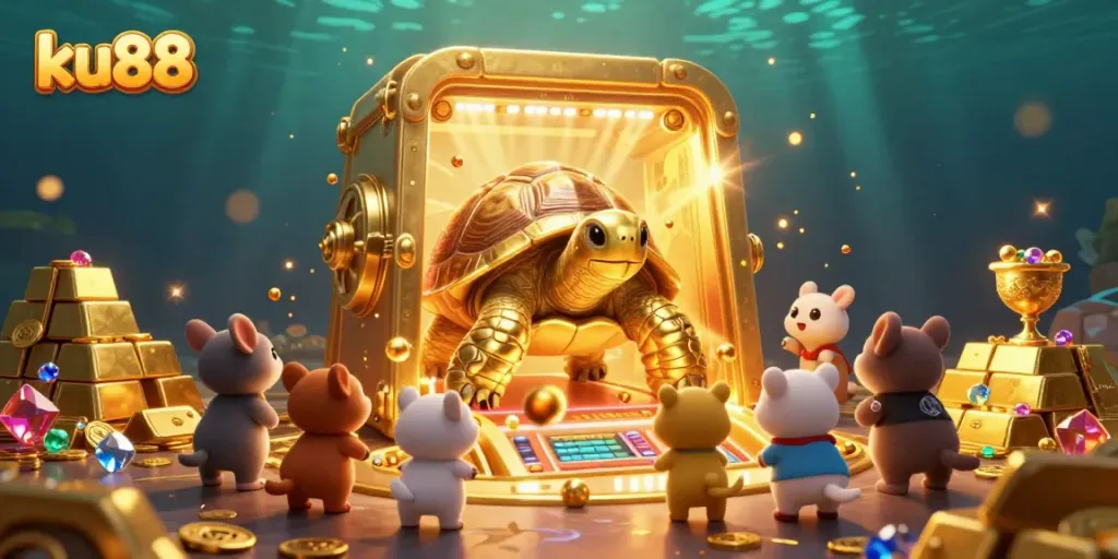 ku88 engages players in an exhilarating comic scene of gold treasures and a tortoise pinball machine.