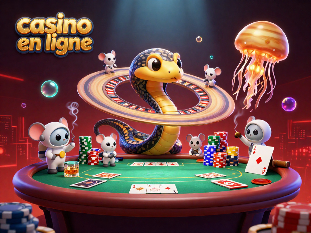 Pariez en ligne dans un casino en ligne avec des astronautes et un serpent autour de Saturne.