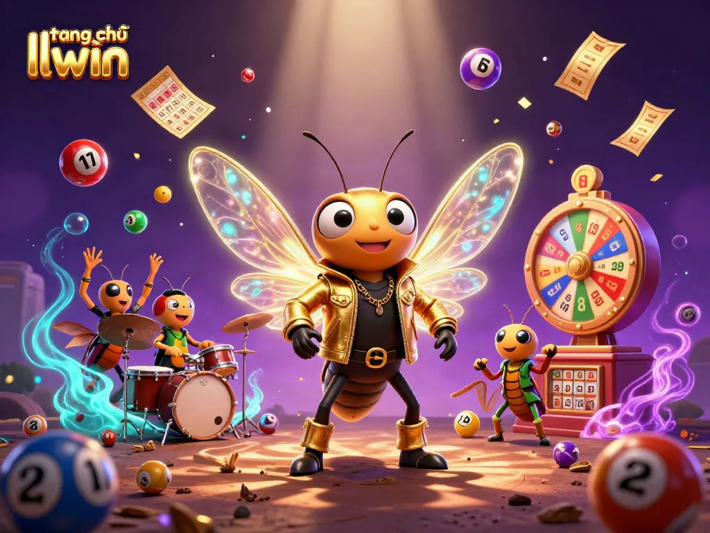 Win big with trang chủ llwin as vibrant lottery elements and a rock star come alive in a thrilling atmosphere.