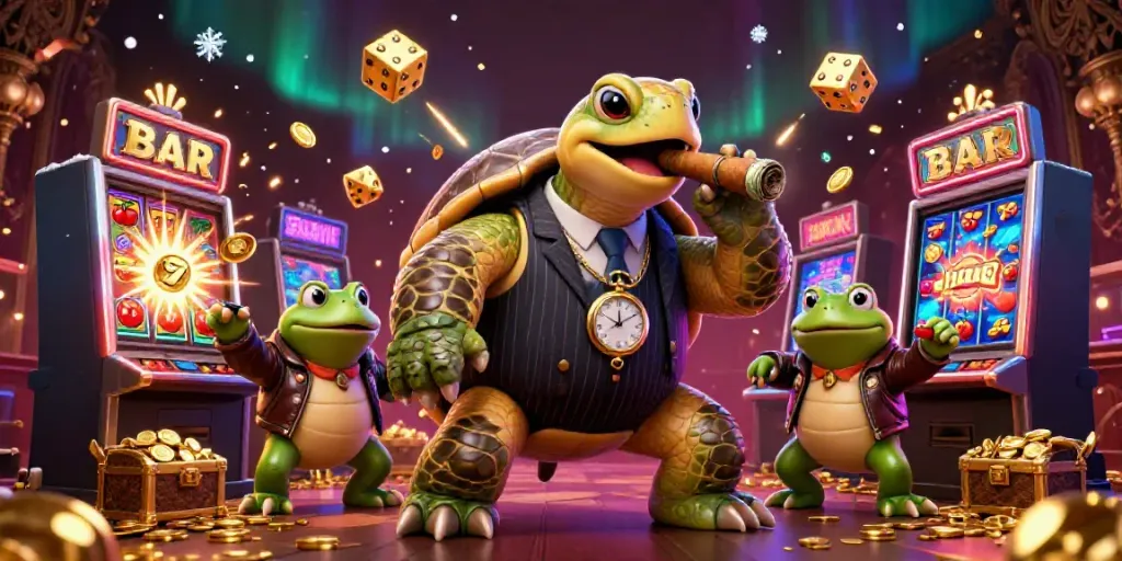 Experience thrilling gaming moments at 32WIN with vivid casino characters amidst jackpot explosions.