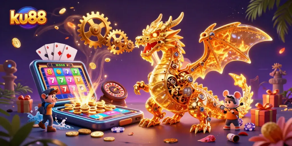 Engage with ku88's thrilling online casino experience, featuring vibrant slots and dynamic gaming elements.