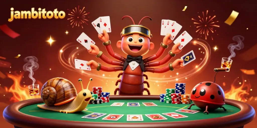Experience the excitement of jambitoto with a vibrant casino scene featuring colorful characters and dynamic game elements.