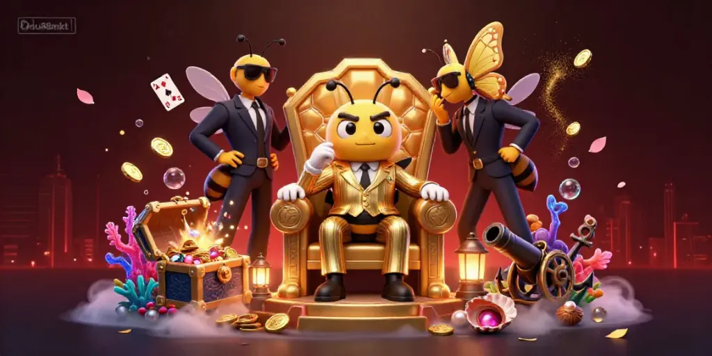 Experience the vibrant world of mu88mkt with a mob boss bee and his squad in a dynamic casino setting.