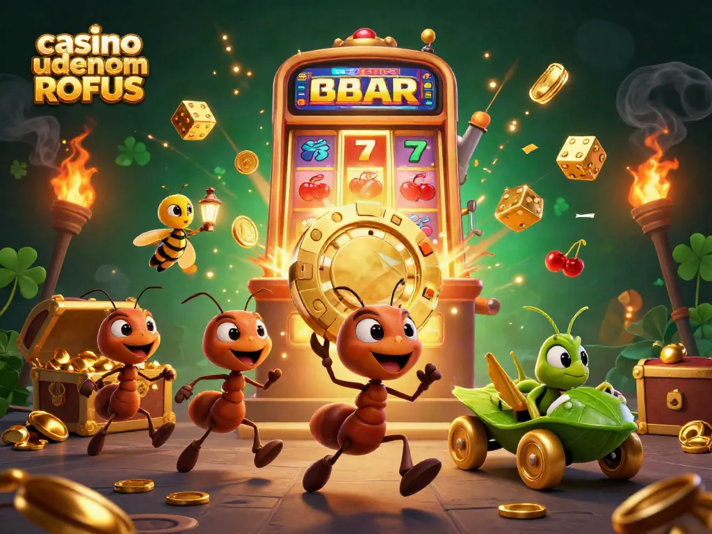 Experience excitement at casino uden om ROFUS with a team of ants stealing a giant poker chip!