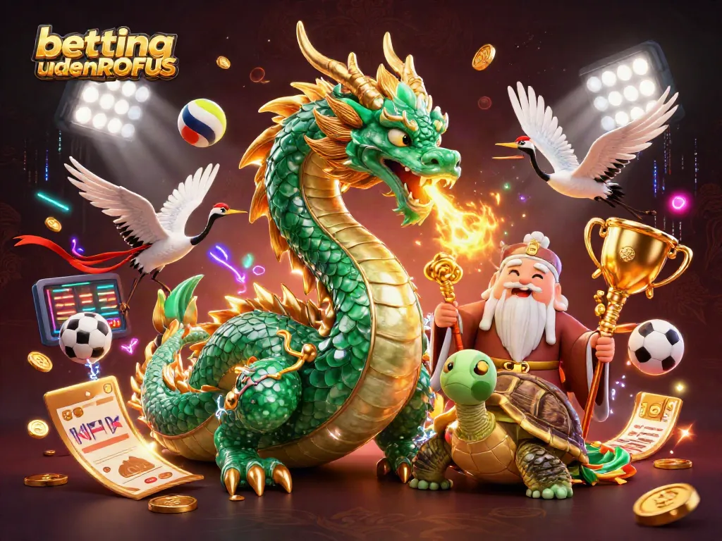 Betting uden ROFUS capturing sports excitement with dynamic visuals and lucky symbols.