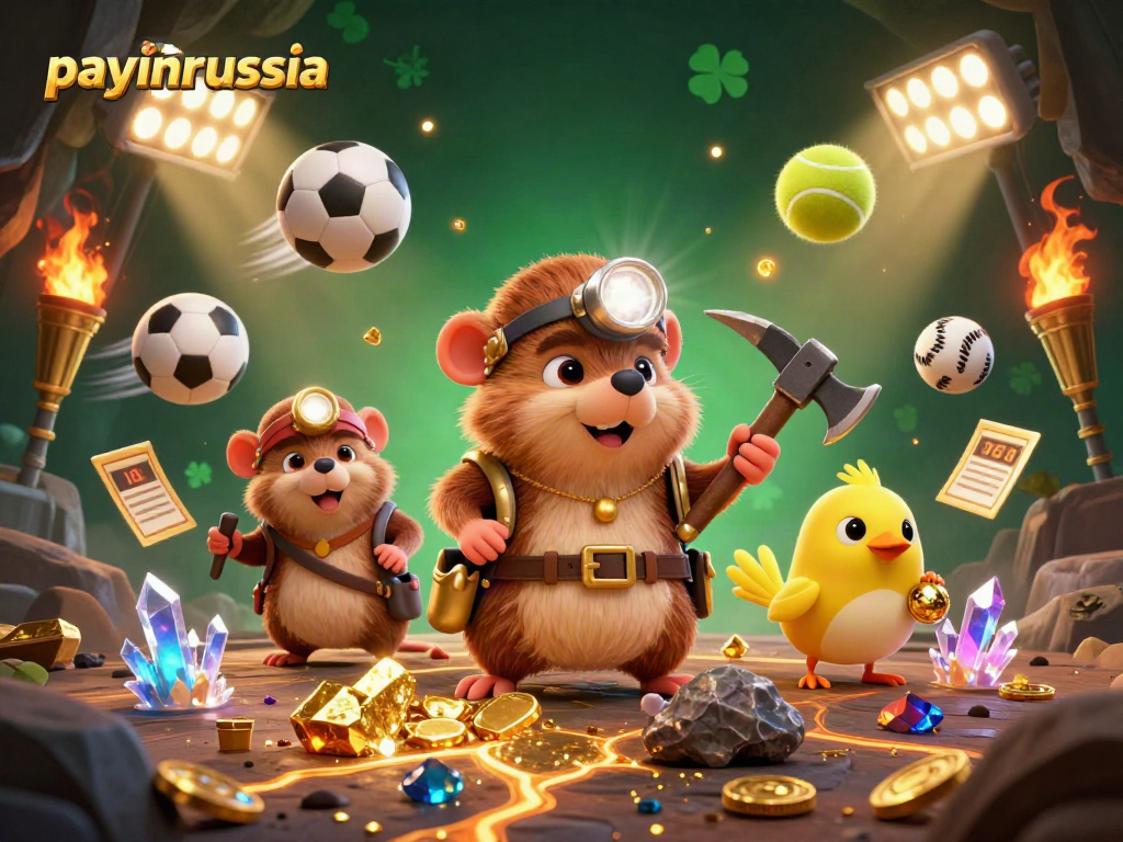 Utilisez payinrussia pour gagner à des jeux avec cette illustration vibrante d'une scène de casino.