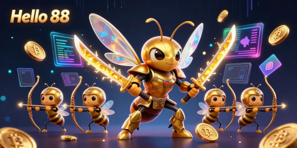 Engage with exciting gaming action at Hello 88, featuring unique characters and vibrant casino elements.
