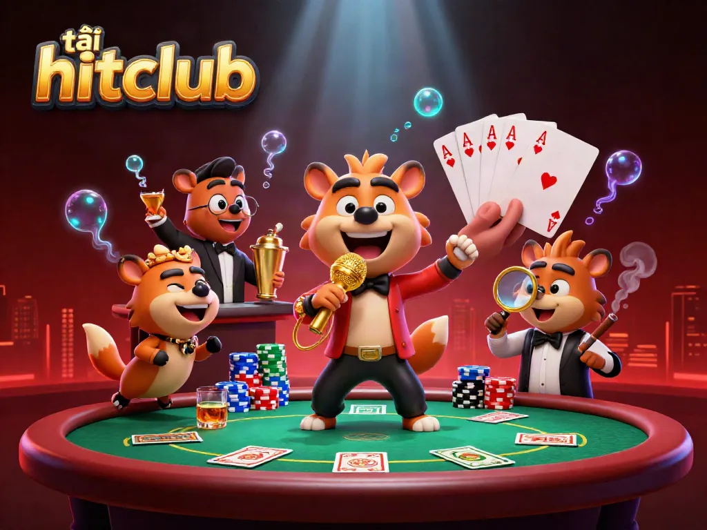 Engage in gaming excitement with 'tải hitclub' amidst a vibrant casino atmosphere.