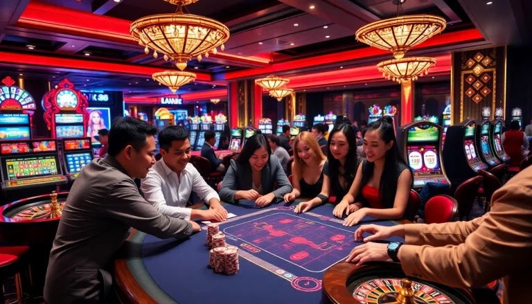 Players engaging in thrilling casino games at NK88, showing excitement and strategic betting.