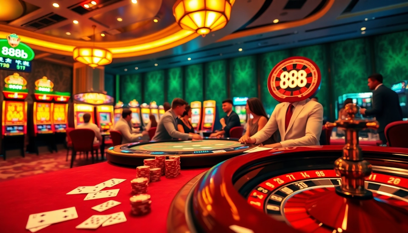 Players winning big at 888b casino table with poker chips and cards.