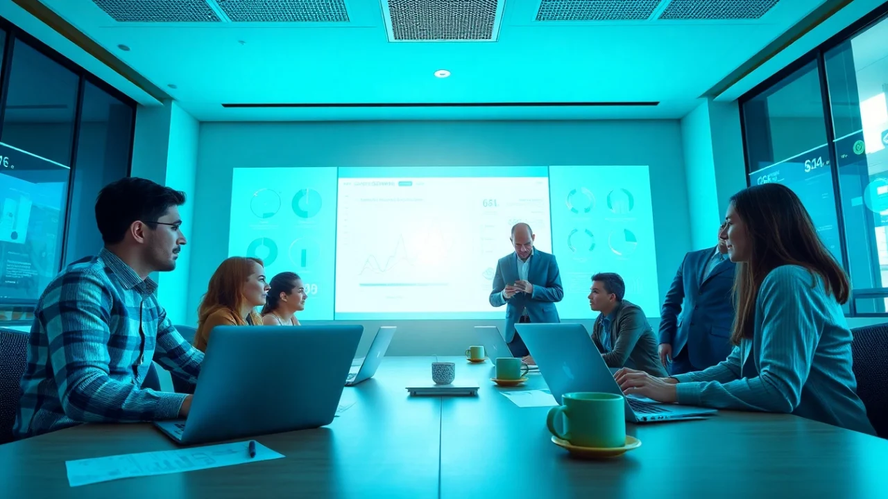 Innovative workspace showcasing diverse professionals engaged around https://gg88.work/ with dynamic digital interfaces.