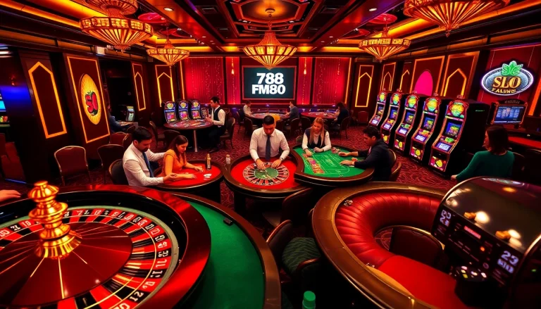 FM88 casino players enjoying thrilling moments at roulette and slot machines.