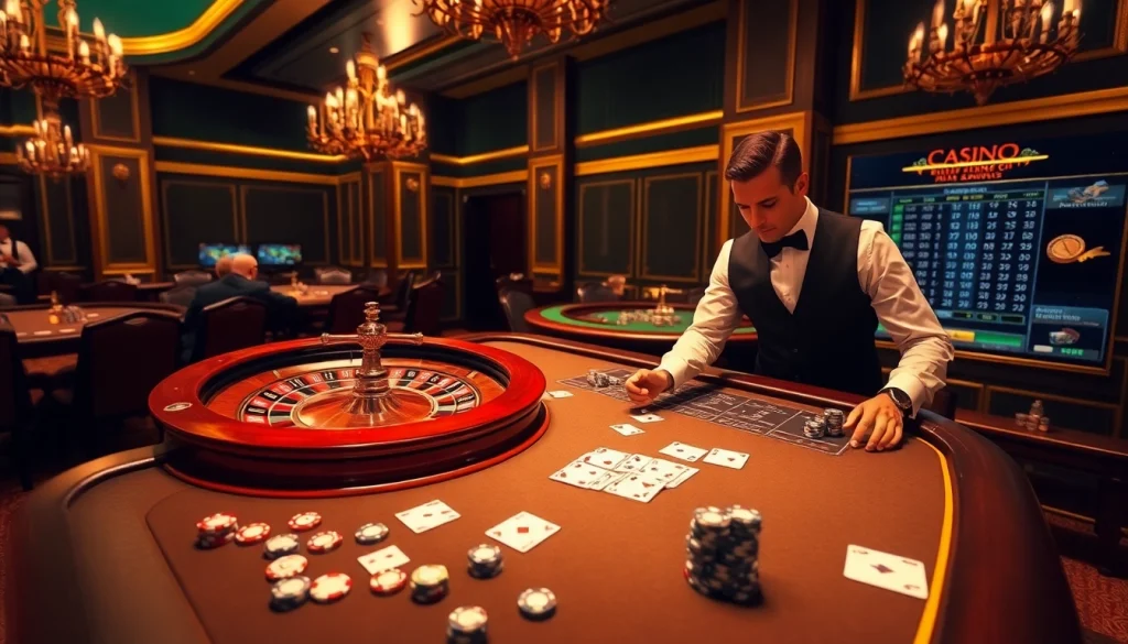 Engage in casino live en ligne français with a vibrant casino scene showcasing a live dealer and exciting games.