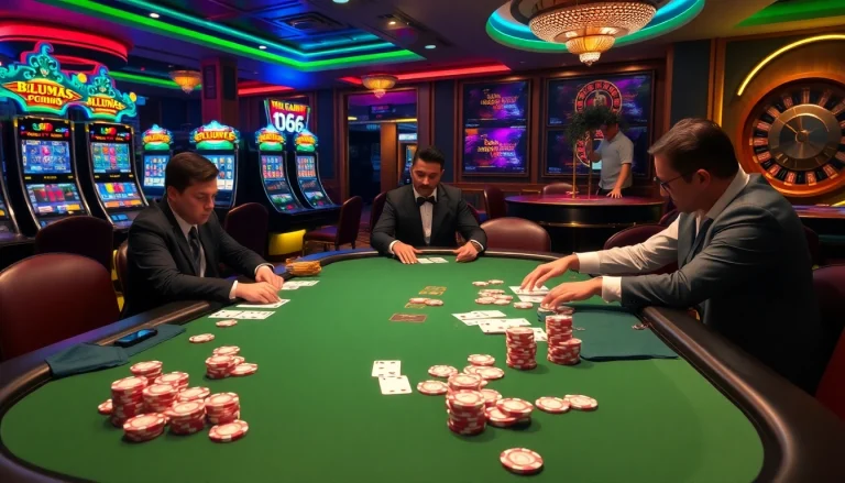 Join the excitement at https://99ok.co.im/ as players engage in thrilling poker games amidst a vibrant casino atmosphere.