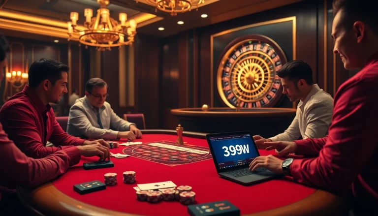 Experience exciting gameplay at 399W's luxurious poker table featuring rich colors and professional ambiance.