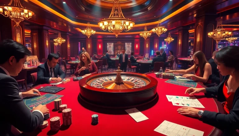 Casino players strategizing their bets at the C168 tables, enjoying the vibrant atmosphere.