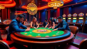 Engage in high-stakes poker at Hitclub with vibrant casino elements and lively players.