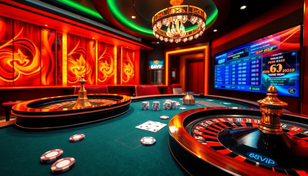 Experience the thrill of online gaming with https://68vip.one/ showcasing luxurious casino elements and vibrant excitement.