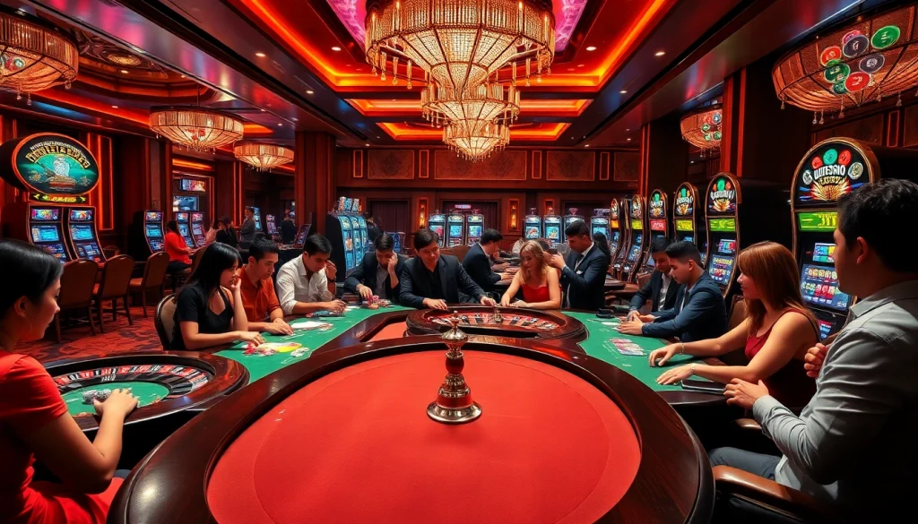 Excitement builds at uu888 com as players engage in thrilling casino games under luxurious lighting.