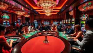 Excitement builds at uu888 com as players engage in thrilling casino games under luxurious lighting.