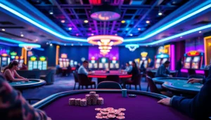 Jouer au casino en crypto avec des cartes de poker sur une table vibrant d’énergie et d’excitation.