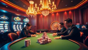 Experience thrilling poker action at new 88 as skilled players compete for high stakes, surrounded by vibrant gaming atmosphere.