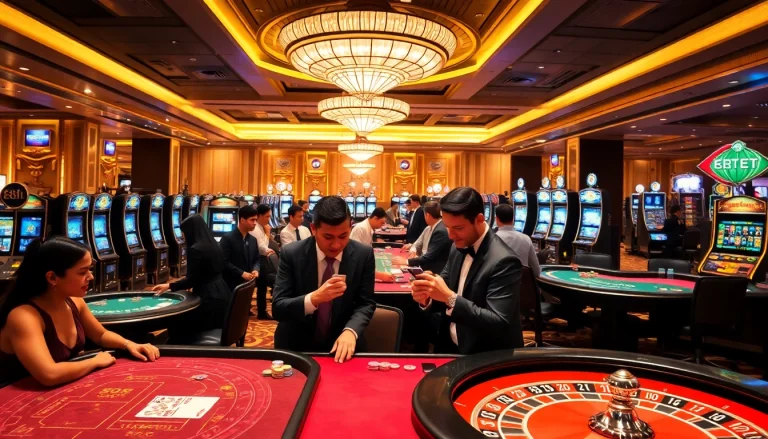 Players enjoying poker and roulette games at an elegant casino featuring 88i.