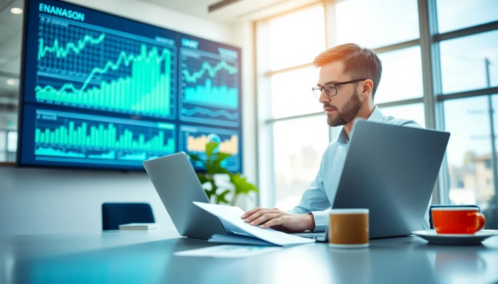 L'économiste analyse les tendances de l'économie française avec des graphiques financiers.