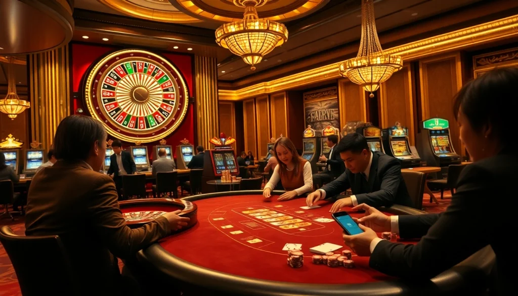 Gambling with S8 smartphones at a luxurious casino featuring slot machines and poker tables.