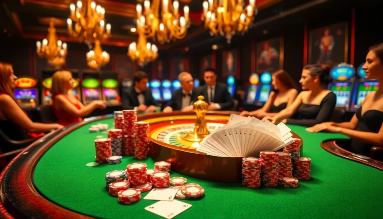 lc88 poker players engaging in strategic competition at a vibrant casino table.