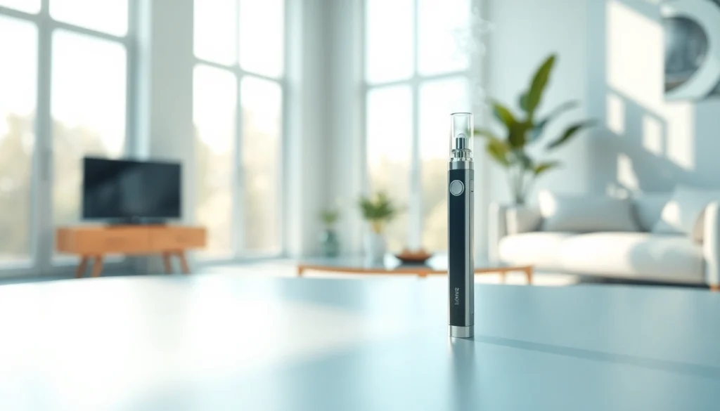 Buy dmt vape online showcasing a DMT vape pen emitting vapor in a serene setting.