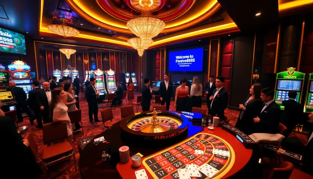Experience the thrill of gambling at https://five88sss.com/ with a dazzling casino scene filled with roulette, cards, and luxury.