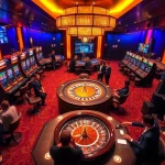 Exciting gameplay in crypto casinos featuring vibrant slot machines and professional dealers.