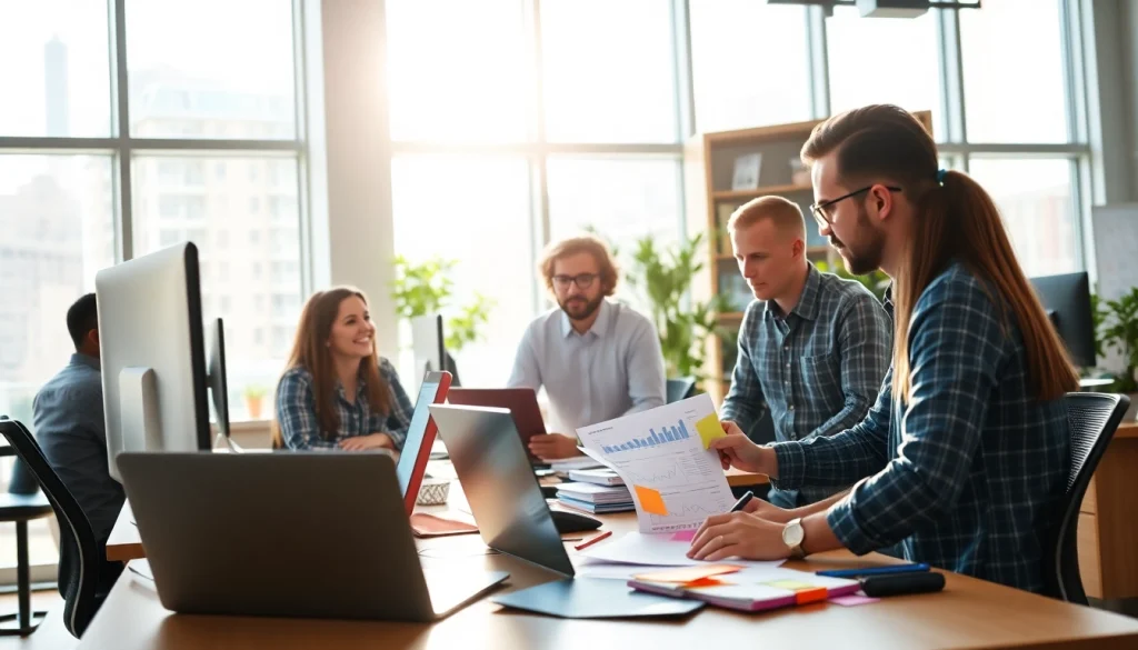 A Facebook ads kampányok tervezése közben dolgozó kreatív csapat