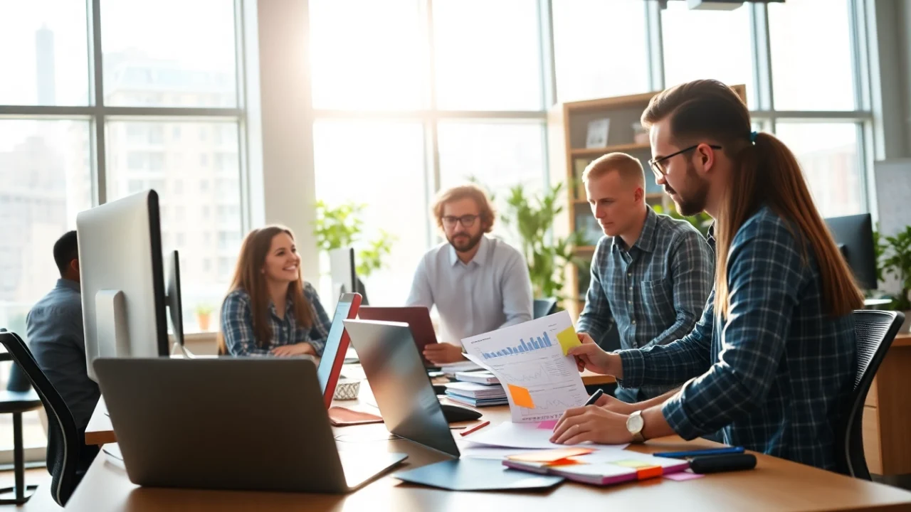 A Facebook ads kampányok tervezése közben dolgozó kreatív csapat