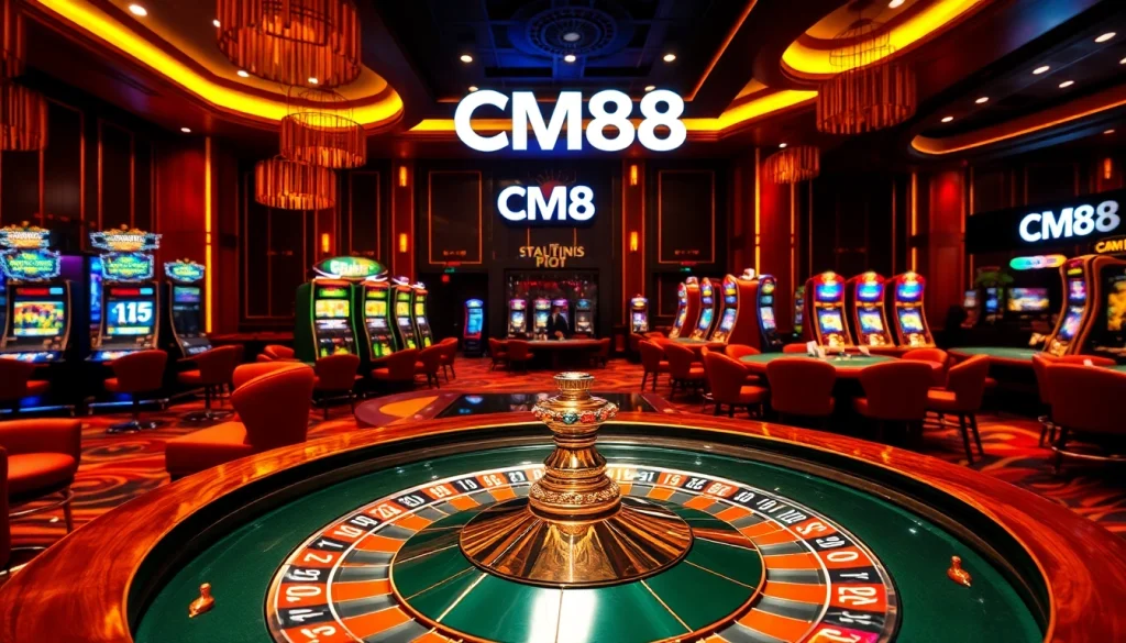 CM88 players enjoying an exciting casino experience with vibrant slot machines and roulette.