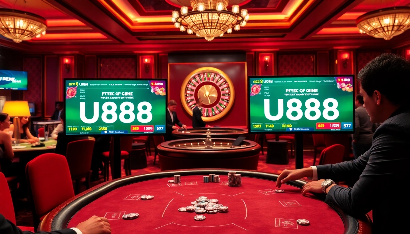 Experience the thrill of U888 at an exciting poker table with vibrant gameplay and high stakes.