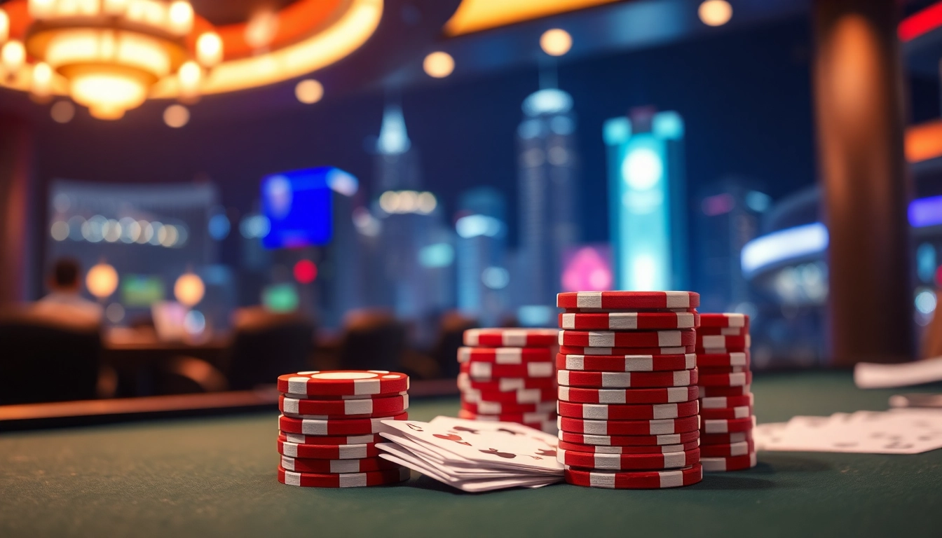 Jouer au meilleur casino en ligne belgique avec des jetons et des cartes brillantes sur une table élégante