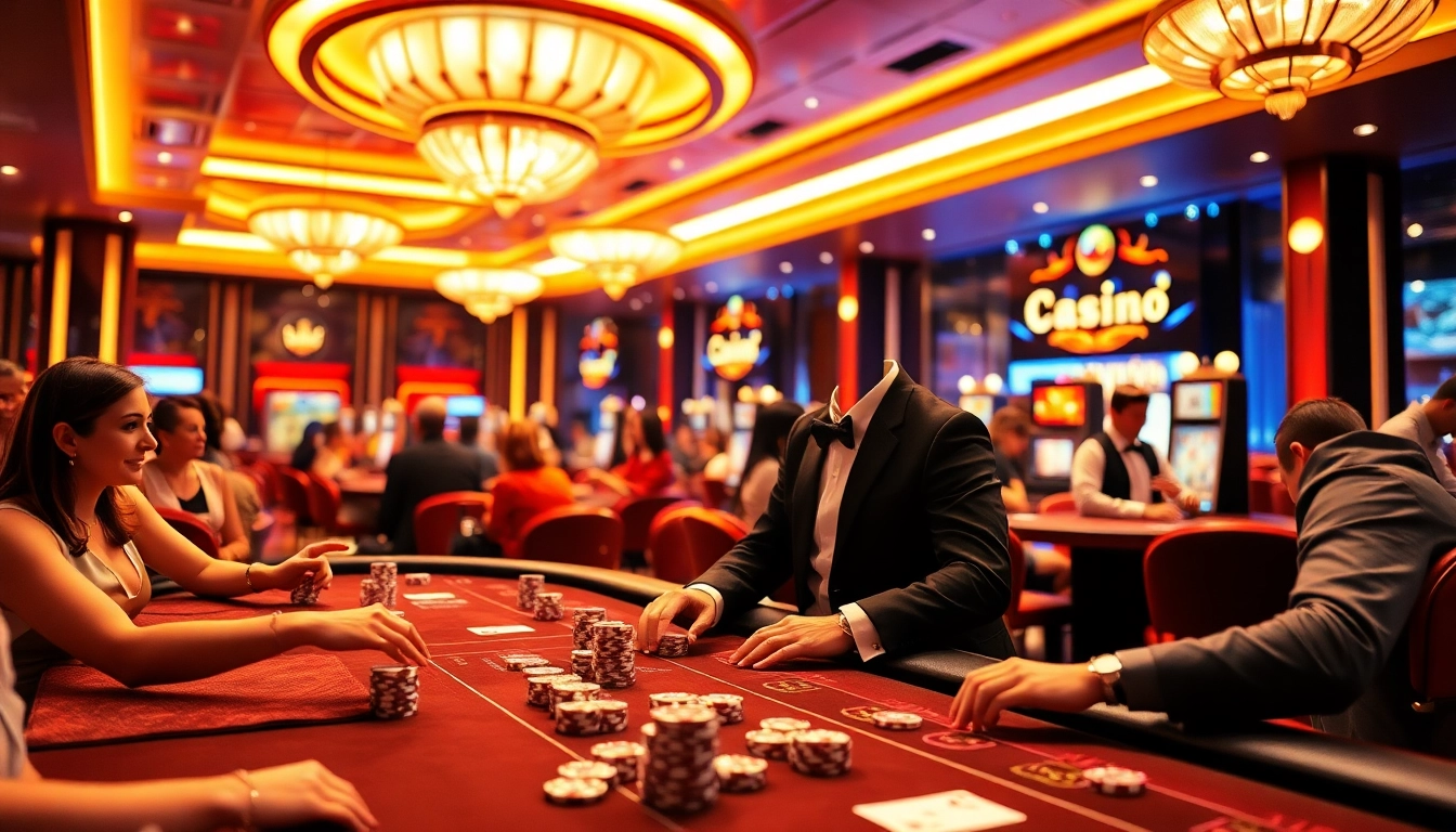 Vibrant scene at nouveau casino en ligne with engaging players and elegant decor.